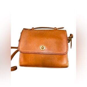 Vintage Coach British Tan Court Top Handle Bag 9870